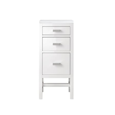 James Martin Vanities Addison 15in Base Cabinet, Glossy White w/ 3 CM Arctic Fall Solid Surface Top E444-BC15-GW-3AF